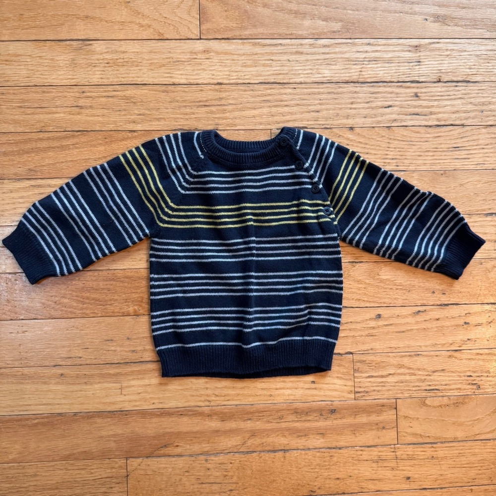 Baby‎ Gap Infant Boys Navy Blue Striped Knit Sweater 6-12 Months